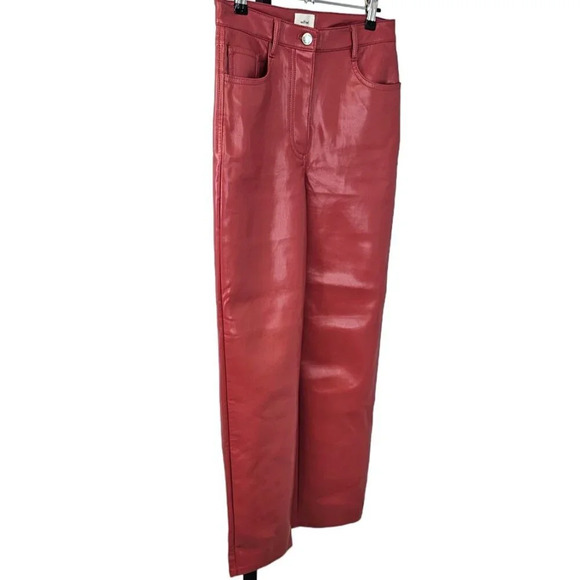Aritzia Wilfred The Melina  Pant Size 4 Vegan Leather Straight Leg High Waisted - Picture 7 of 10
